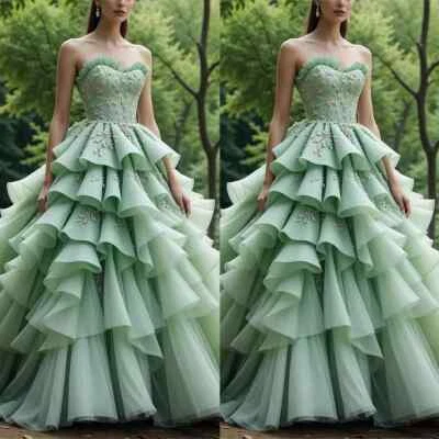 Sweetheart Appliques green Wedding Dresses Ball Gowns Sleeveless Bridal gowns- - Image 1 of 4