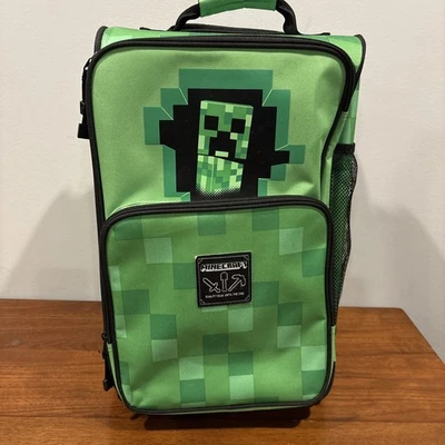 Mala de viagem Jinx 18"" verde Minecraft Creeper com alça de puxar usada - Imagem 1 de 4