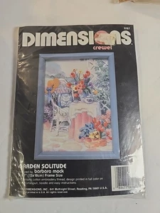 1990 Dimensions GARDEN SOLITUDE Crewel Kit #6167 Frame Size:5" x 7" USA Made NOS - Picture 1 of 3