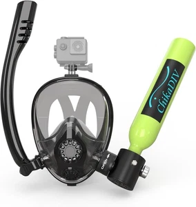 CHIKADIV Mini Serbatoio Subacqueo 0,5L con Sottomaschera Full Face Certificato DOT - Nuovo con scatola - Foto 1 di 6