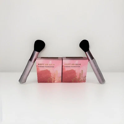 2X Mally Soft As Silk Powder Foundation RICH 0.28 oz. / 8g Full Size With Brush - Image 1 of 2