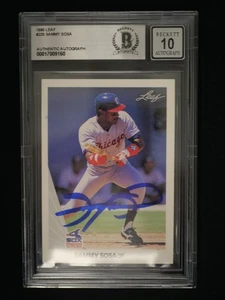 1990 Leaf #220 Sammy Sosa BGS 10 Authentic HAND SIGNED AUTO - Picture 1 of 2