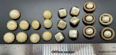 21-piece Vintage gold, MOP, shank buttons. See Photos for details. About 1" - Image 1 of 4