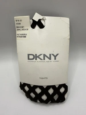 DKNY Bold Net Brown Fishnet Tights Women’s S/M Textured Mesh Nylon Italy NOS - Image 1 of 4