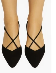 Stuart Weitzman 5B Black Suede Heels Womens Size 5 Elegant Square Toe Straps - Picture 1 of 10
