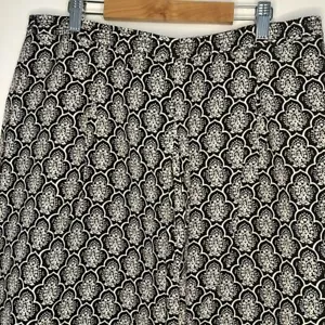 Ann Taylor LOFT NWOT Women's Black White Pattern A-Line Zipper Skirt Size 14 - Picture 1 of 9