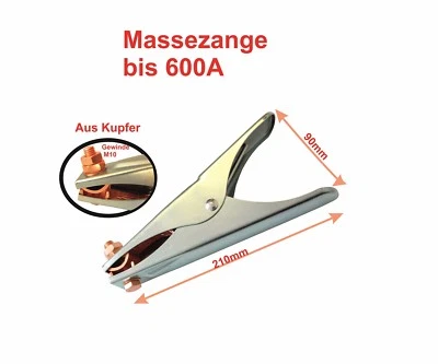 ELEFTHIKO Masseklemme Massezange Erdungsklemme bis 600A, M10 Kupfer, Kupferbandverbindung