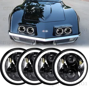 Fit 1968-1982 for Chevy Corvette C3 4PC 5 3/4 5.75" LED Headlight Hi/Lo Beam DRL - Picture 1 of 9