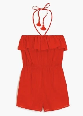 Mameluco halter informal ligero con volantes de algodón J.CREW $88 talla mediana Foto 1 de 4