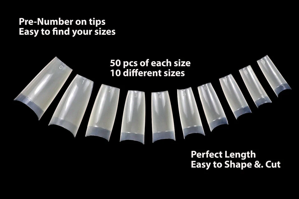 Прозрачные накладные ногти 500 шт. длинные квадратные французские поддельные накладные ногти сделано в США - Изображение 1 из 4