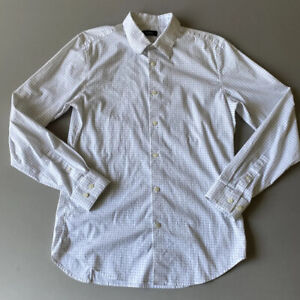 Theory Men White Print Button Cotton Long Sleeve Button Dress Shirt Sz S EUC