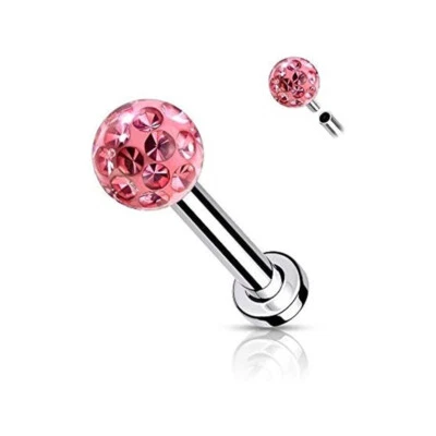 2X Coated CZ Internal Thread Labret Ring 6-12mm Bar Monroe Lip Ear Stud Piercing Foto 1 de 4