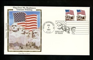 US FDC #2523A Colorano Silk 1991 Mount Rushmore SD Monument Presidents  - Picture 1 of 2