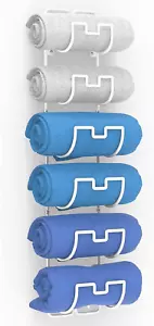 Towel Storage Rack Wall Mounted β Hanging Towel Rack for Bathroom with 6 β Metal - Picture 1 of 7