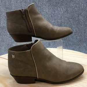 Sam Edelman Boots Youth 4 Petty Ankle Booties Beige Faux Leather Side Zip Heeled - Picture 1 of 16