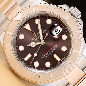 2018 CARD ROLEX YACHT-MASTER 116621 40MM CHOCOLATE 18K ROSE GOLD STEEL WATCH - Picture 1 of 12