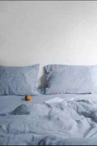 Juego de cama de lino azul cielo ropa de cama ropa de cama de lino suave funda nórdica - Imagen 1 de 7