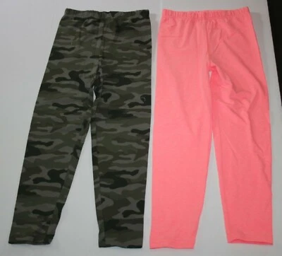 New Carter's 6X year Girls 2 Pack Pairs Leggings Coral Orange & Green Camo Print - Image 1 of 3