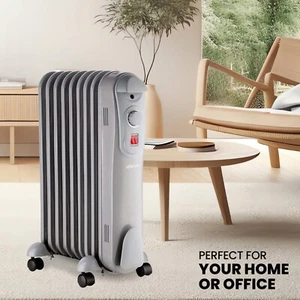 Schallen Grey Heater Oil Rilled Radiator Office Warehouse Heavy Duty Heating NEW - Picture 1 of 29