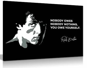 Rocky Canvas Print You Owe Yourself Quote Black & White Canvas Wall Art Print