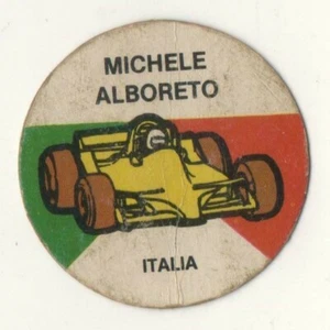 MICHELE ALBORETO PILOTO DE CARRERAS FORMULA 1 RARA TARJETA DE COLECCIÓN ARGENTINA 1984 - Imagen 1 de 2