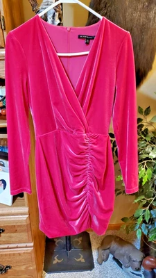 Black Halo Como Velvet Neon Pink Dress Size 6 - Image 1 of 4
