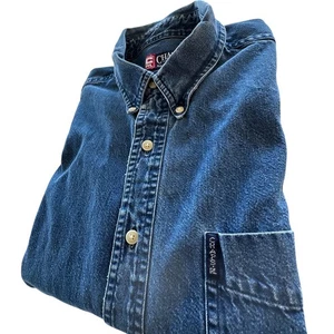 Chaps Ralph Lauren Denim Shirt Mens XL Blue 90's Vintage Chore Cotton LS - Picture 1 of 11