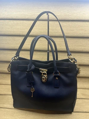 Bolsa tote Michael Kors azul marinho Hamilton couro grande - Imagem 1 de 4