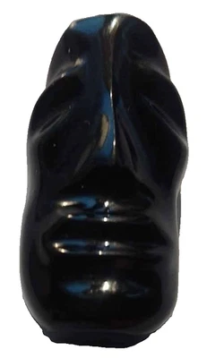 Vintage Carved Black Coral Tiki Chief Polynesian Hawaii Warrior Pendant 1" - Image 1 of 4