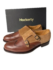 Hockerty Spain Mens Brown Leather Brown Suede Double Monk Strap Dress Shoe Sz 42 - Picture 1 of 13