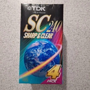 TDK VHS SC240 4 Pack Blank Video Tape - E-240 PAL Sharp & Clear - Factory Sealed - Picture 1 of 3