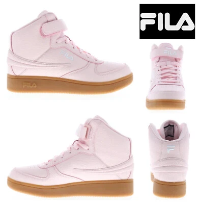 FILA Cuero Guijarro Parte Superior Alta Goma Zapatos Tenis Mujer Talla 11 M Rosa Claro NUEVO Foto 1 de 4
