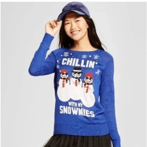 Chillin' With My Snowmies Ugly Christmas Sweater -- Juniors XL - Picture 1 of 8