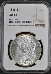 1885 Morgan Silver Dollar Graded (NGC MS62) $1 US Mint Philadelphia MS-62 - Picture 1 of 2