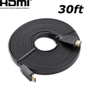 HDMI 30FT Flat HDMI V1.4 3D Ethernet Cable For Blu-ray DVD Xbox One PS4 HDTV US - Picture 1 of 3