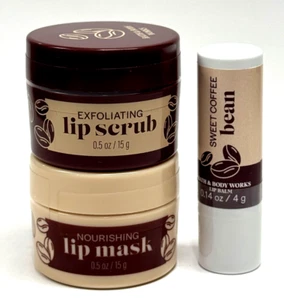 NEU 3 BATH & BODY WORKS SWEET COFFEE BEAN LIPPENPEELING, LIPPENMASKE UND LIPPENBALSAM - Bild 1 von 7