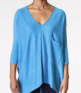 Kerisma Damen Rabe Oberteil Pullover schillernd blau Fronttasche Wolle Oversize S/M - Bild 1 von 8