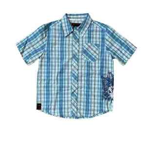 NEW Tony Hawk Plaid Short Sleeve Button Down Shirt Blue Boys Size L (7)