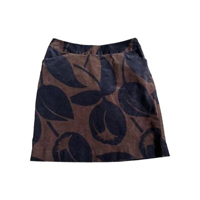 Boden Terciopelo Estampado Tulipán Falda Marrón/Negro Talla 6 Twee Preppy Corto Foto 1 de 4