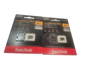 2x SanDisk 64GB ImageMate PRO microSDXC UHS-1 Memory Card with Adapter 064G Each - Picture 1 of 1