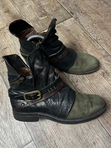 A.S.98 Airstep Ancle Biker Leather Italian Boots Zipper EU 39 US 8.5-9 UK 6 - Picture 1 of 21