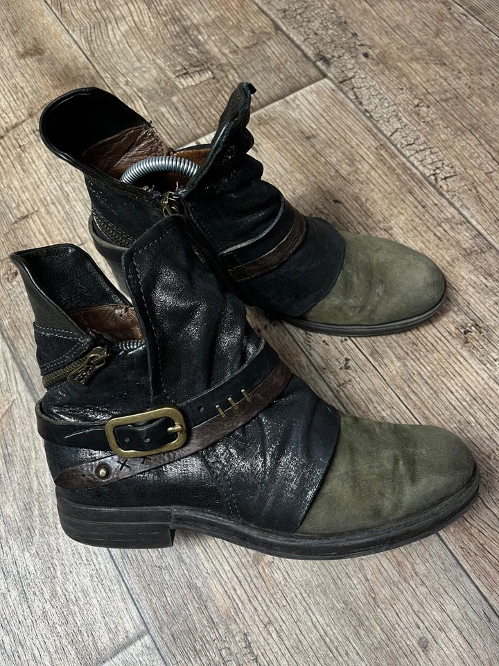 Botas italianas de cuero de motociclista A.S.98 Airstep Ancle cremallera EU 39 US 8.5-9 UK 6 Foto 1 de 4