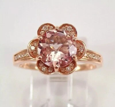 2.75 Ct Round Cut Simulated Peach Morganite Wedding Ring In 14k Rose Gold Plated - Image 1 of 4