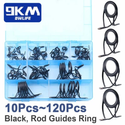 Guía de caña de pescar de 9 km 10 piezas ~ 120 piezas Kit de reparación de caña de anillo de cerámica de acero inoxidable Foto 1 de 4