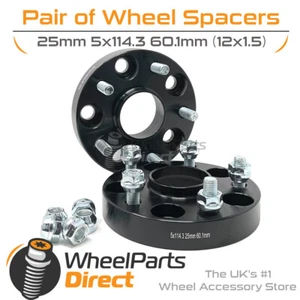 Bolt-On Wheel Spacers (2) 5x114.3 60.1 25mm for Toyota Yaris GR 20-21 - Picture 1 of 4
