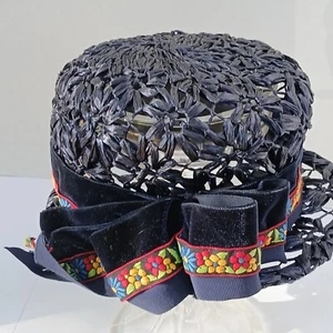 Vintage Frank M Benson Original Damen Strohhut mit kleinem Blumenband. - Bild 1 von 8