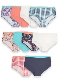 Fruit of the Loom Girls' Assorted Cotton Brief Underwear, 10 Pack Panties Sizes - Picture 1 of 1