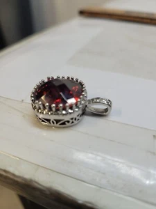 925 Silber Granat Solitär Anhänger / R3 D5 - Bild 1 von 5