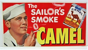 Vintage 1948 Camel Cigarette The Sailors Smoke R J Reynolds War Time Poster Sign - Picture 1 of 1