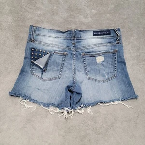 Rock Republic women's Size 8 shorts denim Jean cut off  blue star studded   - Picture 1 of 8